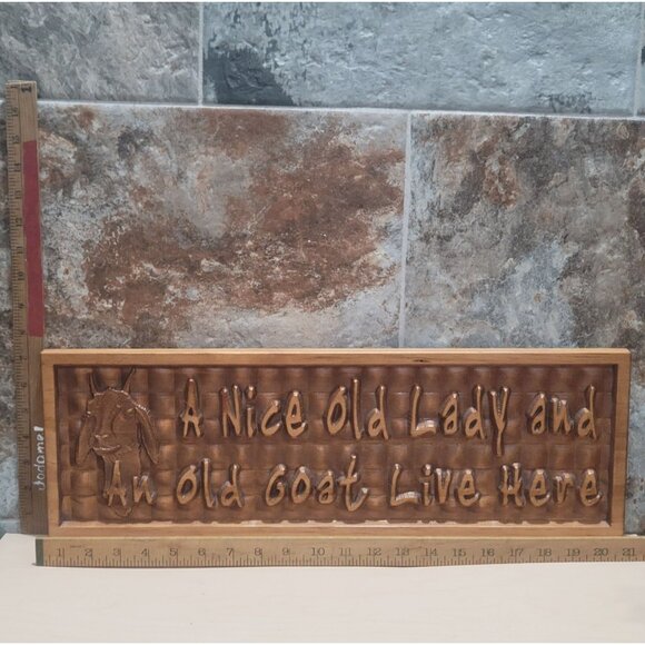 A Nice Old lady and An Old Goat Live Here Engraved Wood Wall Decor - Picture 9 of 12